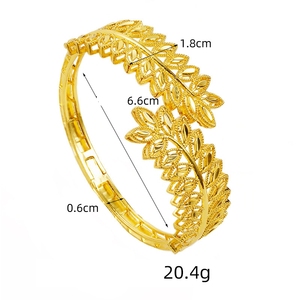 Đẹp của phụ nữ cổ điển hợp thời trang 24K mạ vàng Bangle + nhẫn trang sức Set Zircon lá mô hình Wedding party phụ kiện Quà Tặng - Product Image 4