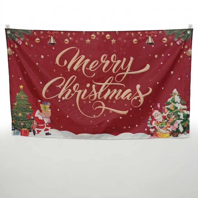 Customizable Polyester Pennant Flag Waterproof Dye Sublimation Printed Christmas Festival Wall Banner Holiday Designs Portable