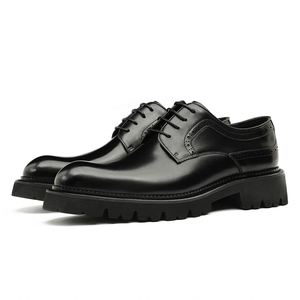 Summer Men's Business Formal Genuine Leather <b>Shoes</b> Trendy Casual Round-Toe Lace-Up <b>Height</b> <b>Increasing</b> Waterproof Breathable <b>Shoes</b> - Product Image 4