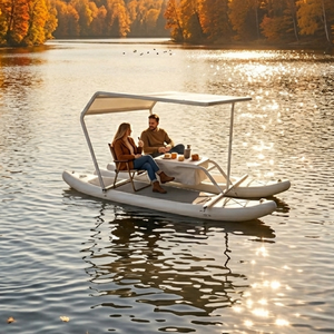Catamarán con Marco de Aluminio Soldado, Bote de Pesca, Bote Pequeño de Recreo con Toldo para Adultos y Amigos - Product Image 1