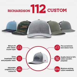 หมวกแก๊ป Richardson 112 แบบ Trucker 6 แผง ตาข่าย ปักโลโก้ตามสั่ง ขายส่ง รับผลิตแบบ OEM พร้อมป้ายหนังสำหรับคนขับรถ/กีฬา - Product Image 4