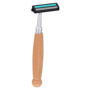 Rasoir manuel en bambou écologique Pearlmax, rasoir de sécurité jetable pour homme en acier inoxydable <span class=keywords><strong>à</strong></span> 3 lames, manche en <span class=keywords><strong>bois</strong></span> - Product Image 2