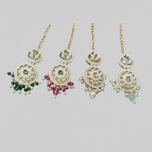 Jewelemarket Green Plated Maangtikka with <b>Crystal</b> Stone and Pearls Fashion Jewelry <b>Set</b> - Product Image 2