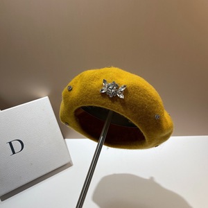 Mùa Đông Kim Cương Len Họa Sĩ Cap Bling Rhinestone Beret Nữ Hàn Quốc Phong Cách Ánh Sáng Sang Trọng Bát Giác Cap Rắn Màu Sắc Hat - Product Image 5