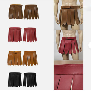 Jupe guerrière rétro en cuir PU transfrontalière avec ceinture, jupe courte de gladiateur romain, costume de jeu de rôle de chevalier médiéval - Product Image 1