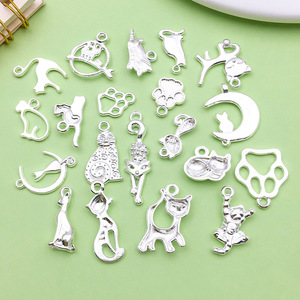 จี้รูปแมวโลหะผสมเงินสไตล์ผสมผสานสำหรับทำเครื่องประดับ DIY จำนวน 20 ชิ้น - Product Image 4