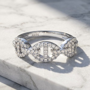 Infinity Moissanite <b>Ring</b> 22K <b>Gold</b> Plated S925 Silver Pave Setting Luxury Unisex <b>Cocktail</b> <b>Ring</b> Everyday Wear - Product Image 2