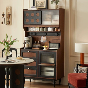 French Style Retro <b>Sideboard</b> <b>Storage</b> Cabinet Multifunction Living Room Tea Cabinet Solid Wood Integrated Kitchen Design - Product Image 4