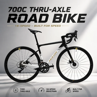 Vélo de Route 700C 18 Vitesses R3000 en Aluminium avec Axe Traversant, Guidon Droit, Freins à Disque Hydrauliques à Câble, Vélo de Course Aéro et de Commutation, Vente en Gros