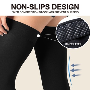 <span class=keywords><strong>Medias</strong></span> de Compresión Personalizadas con Soporte Graduado Médico de 20-30 mmHg para Edema y Várices, Hasta el Muslo, Punta Abierta - Product Image 4