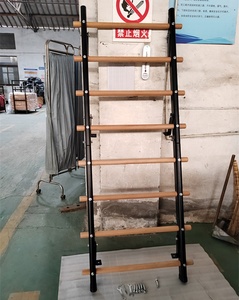 Torre di potenza con la barra di tiro e la stazione di immersione HRAT60 scala di allenamento in legno e acciaio per palestra - Product Image 3