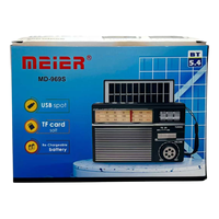 Radio portable solaire Eletree MD-969S AM/FM/SW avec haut-parleur pliable à gros boutons, chargeur CC, lampe de poche en plastique