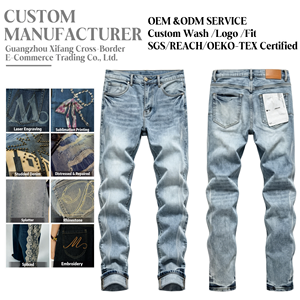 <span class=keywords><strong>Jeans</strong></span> Heavy Craft da <span class=keywords><strong>Uomo</strong></span>, <span class=keywords><strong>Marca</strong></span> <span class=keywords><strong>di</strong></span> Alta Qualità, Denim Premium, Stile Vintage Y2K, Hip Hop Streetwear, Pantaloni a Sigaretta Personalizzabili - Product Image 1
