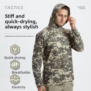 <span class=keywords><strong>T</strong></span>-<span class=keywords><strong>shirt</strong></span> tactique <span class=keywords><strong>camouflage</strong></span> à manches longues pour <span class=keywords><strong>homme</strong></span>, sportif, à séchage rapide, respirant, ultra-léger, à capuche, en polyester, coupe ajustée, pour l'extérieur - Product Image 2