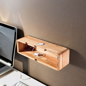 Ripiano in legno a un solo livello montato a parete con tecnica intagliata scatola galleggiante di stoccaggio e cavo Organizer per soggiorno o armadio - Product Image 3