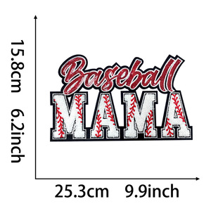 High Density Mama Letter Logo Glitter <b>Patch</b> Football Baseball Sport Style Custom Large Iron <b>On</b> Sequin Chenille <b>Patch</b> For Hoodie - Product Image 4