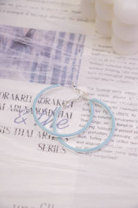 Simple Creative Net BLUE Explosions Stud Silver Resin Classic Pendants or <b>Charms</b> Hollow Circle Fashionable Tempered <b>for</b> Women's - Product Image 6