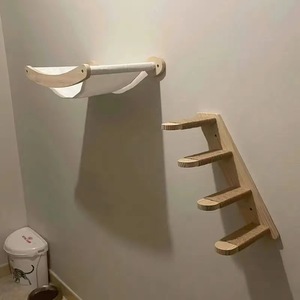 Escalera de madera para gatos de 4 niveles con cuerda de sisal, montada en la pared, rascador para gatos de interior. - Product Image 2