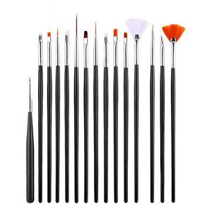Pinceaux professionnels pour nail art, 15 pièces/ensemble, en nylon fin, acrylique, pour dessiner des lignes sur les ongles - Product Image 3