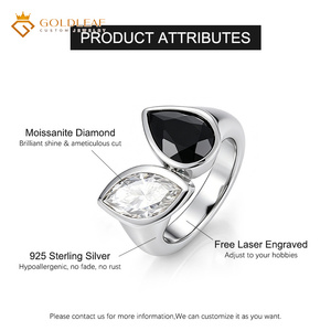 Goldleaf <b>925</b> <b>Silver</b> 3 Carat D VVS1 Marquise Pear Shape Moissanite Combination Fashion <b>Ring</b>, for Gifting, Memorial, Daily Wear - Product Image 5
