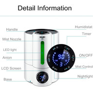 Humidificateur Électrique Ultrasonique à Brume Froide 4L - Contrôle par Application, Télécommande, Écran LCD, Remplissage par le Haut, Silencieux, pour Voiture et Extérieur (Version Française)