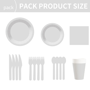 DAMAI - Juego de Vajilla Desechable de Papel Blanco para Fiestas, Platos de 7 y 9 Pulgadas, Vasos de Papel y Servilletas - Product Image 6