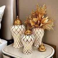 Vase à fleurs en céramique de luxe moderne européen avec électrodéposition, décoration de table écologique pour la maison, l'hôtel, l'anniversaire