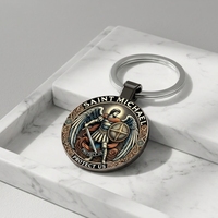 Llavero Metálico Impreso al por Mayor, Novedad 2026, Llavero Religioso Católico de Protección, Anillo para Llaves con Patrón Personalizado, Recuerdo, Regalo