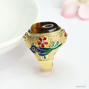 Resizable chim hình dạng năng lượng đá Nhẫn mạ vàng chữa bệnh tinh thể thạch anh nhẫn cho nam giới chakra tinh thể Tiger của mắt Đá Nhẫn - Product Image 4