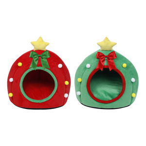 Mùa thu mùa đông ấm áp vật nuôi cũi Mới Cây giáng sinh teddy vật nuôi giường rắn mèo Cũi chó kennel vải Hộp Quà Tặng nhà Mèo vật nuôi cung cấp - Product Image 4