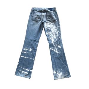 2025 Men's <b>High</b> Quality Mid Denim Pants <b>White</b> Whisker Classic Mid <b>Waist</b> Straight <b>Jeans</b> Functional Pocket Light Distressed - Product Image 2