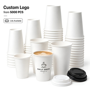 แก้วกาแฟกระดาษแบบใช้แล้วทิ้งพิมพ์ลายตามสั่ง ขนาด 7, 9, 12 ออนซ์ พร้อมฝาปิด สำหรับกาแฟเอสเพรสโซ คาเฟ่ สำนักงาน เครื่องดื่มร้อน ได้รับมาตรฐาน FDA ขั้นต่ำในการสั่งซื้อน้อย - Product Image 1