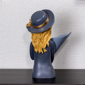 Elegant <strong>Lady</strong> Resin Figurine Wide Brim Hat Woman Art Sculpture Holding Bouquet Modern Romantic Home Decor for Bedroom Living Room - Product Image 4