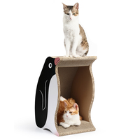 Maison à gratter pour chat 2-en-1 en forme de pingouin, tunnel vertical pour chat