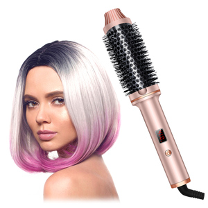 Nâng cấp mới đi du lịch khối lượng lọn tóc hiển thị kỹ thuật số tourmaline ion tóc Curler Điện uốn sắt bàn chải nhiệt bàn chải - Product Image 4