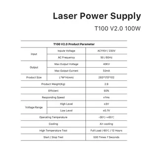 Good-Laser T100-110V/220V Co2 Laser sumber daya listrik untuk Co2 Laser pemotong pengukir tabung