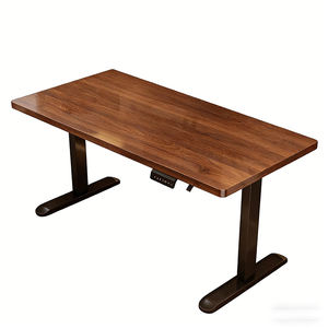 Bureau debout électrique ergonomique moderne, réglable en hauteur, table d'ordinateur de bureau à domicile, plateau en bois, cadre métallique renforcé à double poutre - Product Image 2