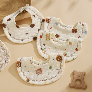 Bavoirs pour bébé en coton 100% personnalisés à <span class=keywords><strong>6</strong></span> couches, jolis imprimés en forme de pétale, bavoirs en mousseline pour nourrissons - Product Image 3