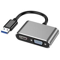 Adaptor USB 3.0 ke HDTV VGA 4K 1080P USB ke Dual Display HDTV & VGA Converter untuk Laptop PC Tersedia dalam Stok Bahan Aluminium Alloy