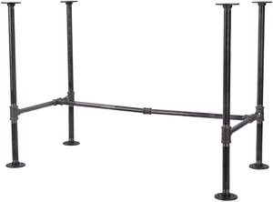 Industrial <strong>Desk</strong>, Computer Laptop <strong>Desk</strong> with <strong>Shelves</strong>, Industrial Bookcase <strong>Desk</strong> Wall Mount <strong>Floating</strong> Pipe Table with Storage - Product Image 3