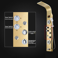 Ensemble de colonne de douche en cascade à double poignée en céramique en acier inoxydable 304, système de panneau de douche tour, douche thermostatique à LED