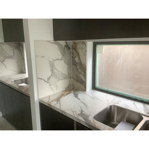 Trung Quốc Nhà máy trực tiếp cắt-to-kích thước Zero silica grey Vàng calacatta đá cẩm thạch sứ thạch anh đá tủ bếp Countertop - Product Image 5