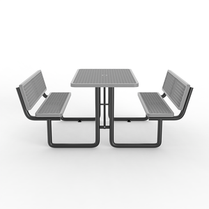 Tavolo da Picnic Rettangolare OEM 48\" per <span class=keywords><strong>Ristorante</strong></span>/Campeggio, Grigio con Schienale, in Metallo Espanso - Product Image 4