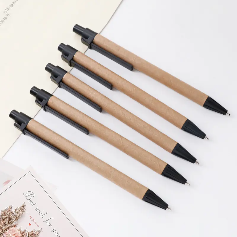 قلم حبر جاف معدني صديق للبيئة للبيع بالجملة قلم بحبر متوسط أسود يُستخدم في الكتابة مستلزمات مكتبية للهدايا