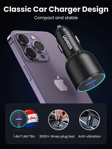 Ugreen 130W USB C nhanh chóng sạc xe hơi với cáp PD cho cho Xiaomi iPhone 15 Samsung Galaxy S24 máy tính xách tay nhanh USB C xe sạc qc4 - Product Image 5
