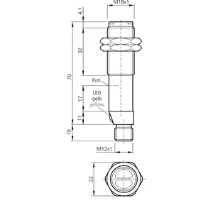 O-M18 Standard series OT18-1K30P3-B4 <b>light</b> barriers and <b>diffuse</b> reflective sensors - Product Image 2