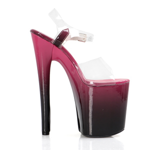 Zapatos de Pole Dance con Plataforma de 8 Pulgadas (20 cm) y Cambio Gradual de Color Rojo Rosa, Sandalias Góticas para <span class=keywords><strong>Mujer</strong></span>, Estilo Cross Dressing, para Club Nocturno, con Punta Abierta - Product Image 3