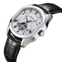 Montre automatique classique pour homme, mouvement squelette, bracelet en cuir tendance, montres mécaniques, pièces de montre-bracelet