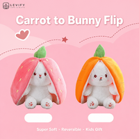 Peluche Lapin Réversible 2026 avec Carotte, Animal en Peluche Super Doux, Adorable Lapin Réversible, Cadeau pour Enfants, Vente en Gros, OEM, Usine