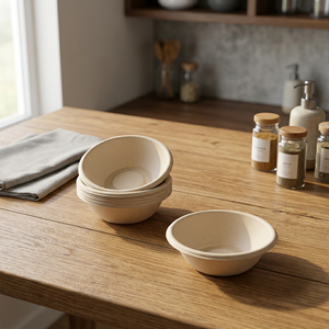 Bol jetable rond en bagasse naturelle de 500 ml, en pulpe de canne à sucre, récipient alimentaire compostable pour repas de restaurant - Product Image 5